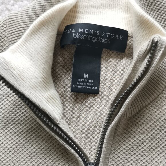 TWO BLOOMINGDALE'S Men's Sweaters - Navy V-Neck & Sand Half-Zip Textured - NWT - Picture 7 of 7